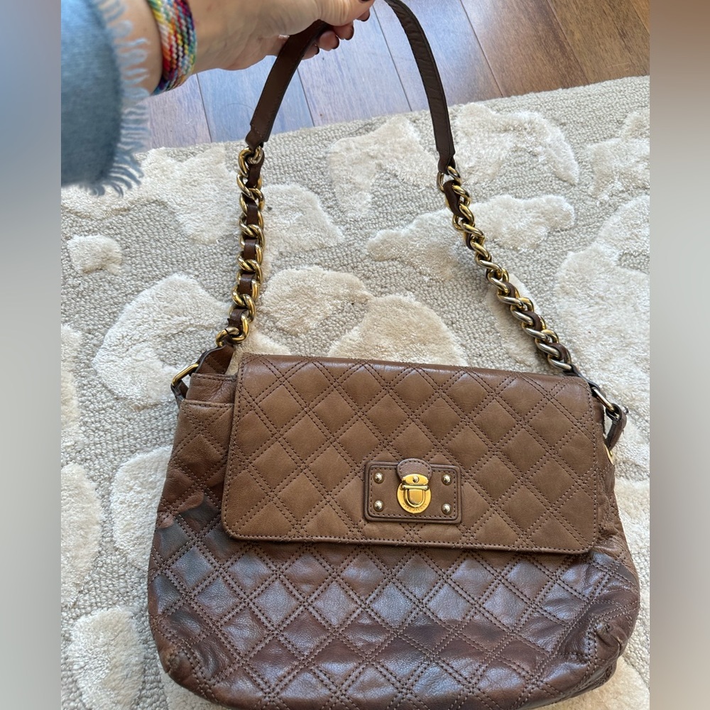 Marc by Marc Jacobs collection purse leather $1190 or parts taupe gold